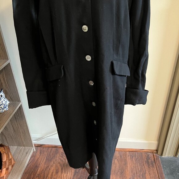 Vintage Alcott & Andrews Black Wool Sheath Dress Button Front Long Sleeve 10 - Picture 8 of 8